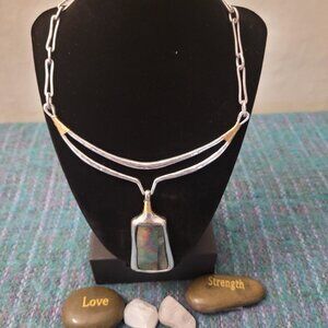 Robert Lee Morris soho necklace with rectangle abalone pendant